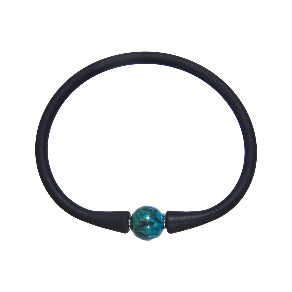 Armband Chrysocoll Kugel (10mm), Silikon (schwarz), 18cm | Marco Schreier