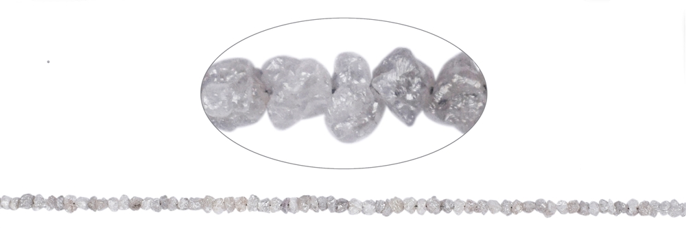 Strang Rohkristalle, Diamant (silbergrau), 01-02mm (39cm)