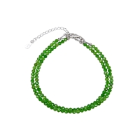 Chain Chrome Diopside, beads (3mm), faceted, rhodium plated, double row