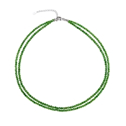 0606114404 Chain Chrome Diopside, beads (3mm), faceted, rhodium plated, double row | Marco Schreier