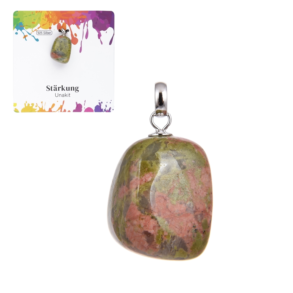 0606925106 Pendentif Unakite, Pierre roulée petite, rhodié | Marco Schreier