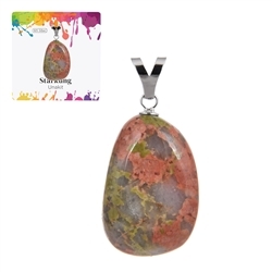 0606925107 Unakite pendant, large Tumbled Stone, rhodiniert  | Marco Schreier