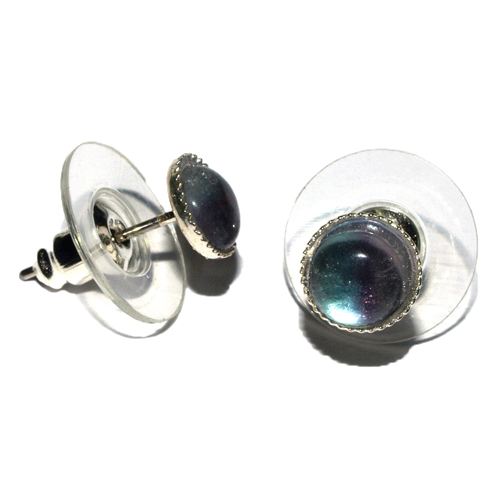 Pendientes, fluorita, 06mm cabujón, para soporte de suelo