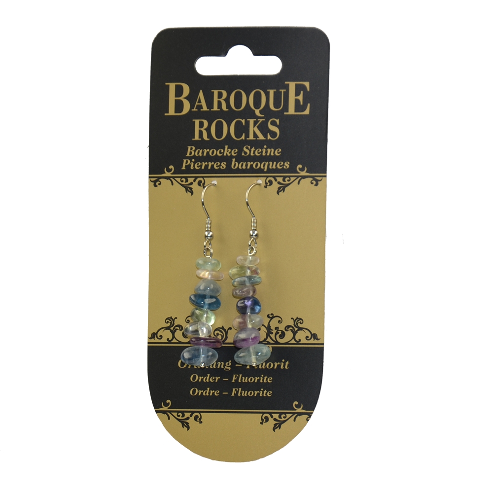 Boucles d'oreilles baroques Classic Fluorite "Ordre", 1 rangée