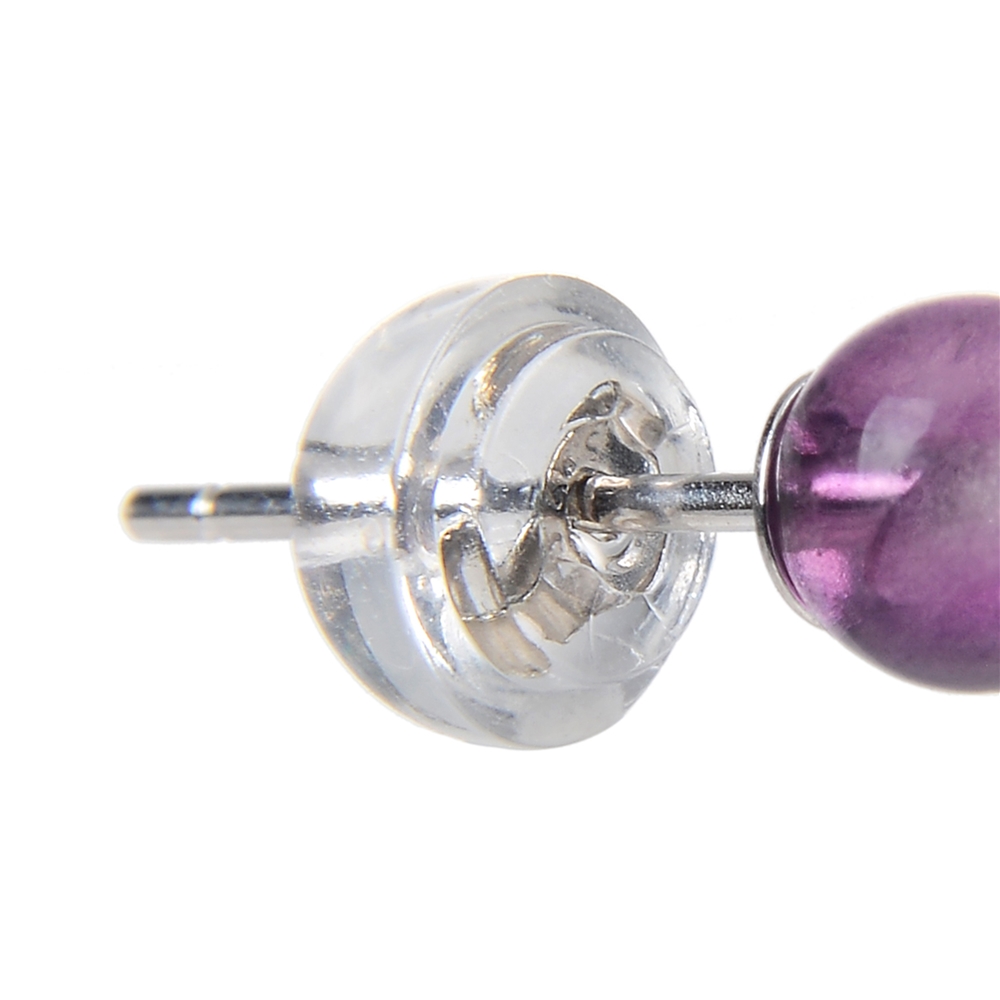 Earstud fluorite, ball, 4mm, rhodium plated