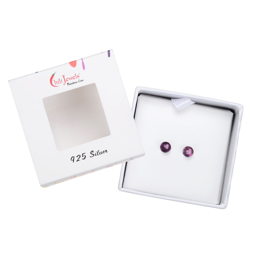 Earstud fluorite, ball, 4mm, rhodium plated