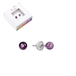 0607245104 Earstud fluorite, ball, 4mm, rhodium plated | wholesaler gems & healing stones