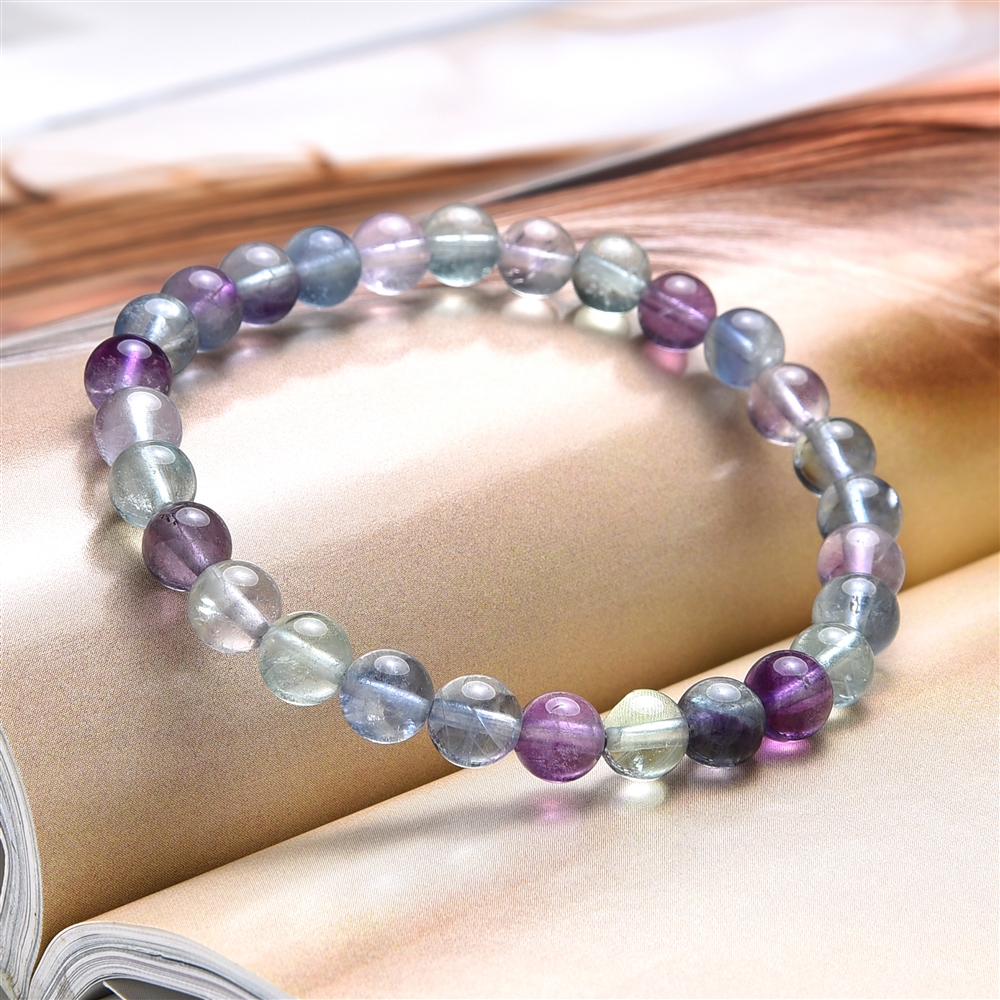 Bracelet, Fluorite, 06mm boules, 15cm (pour enfants)