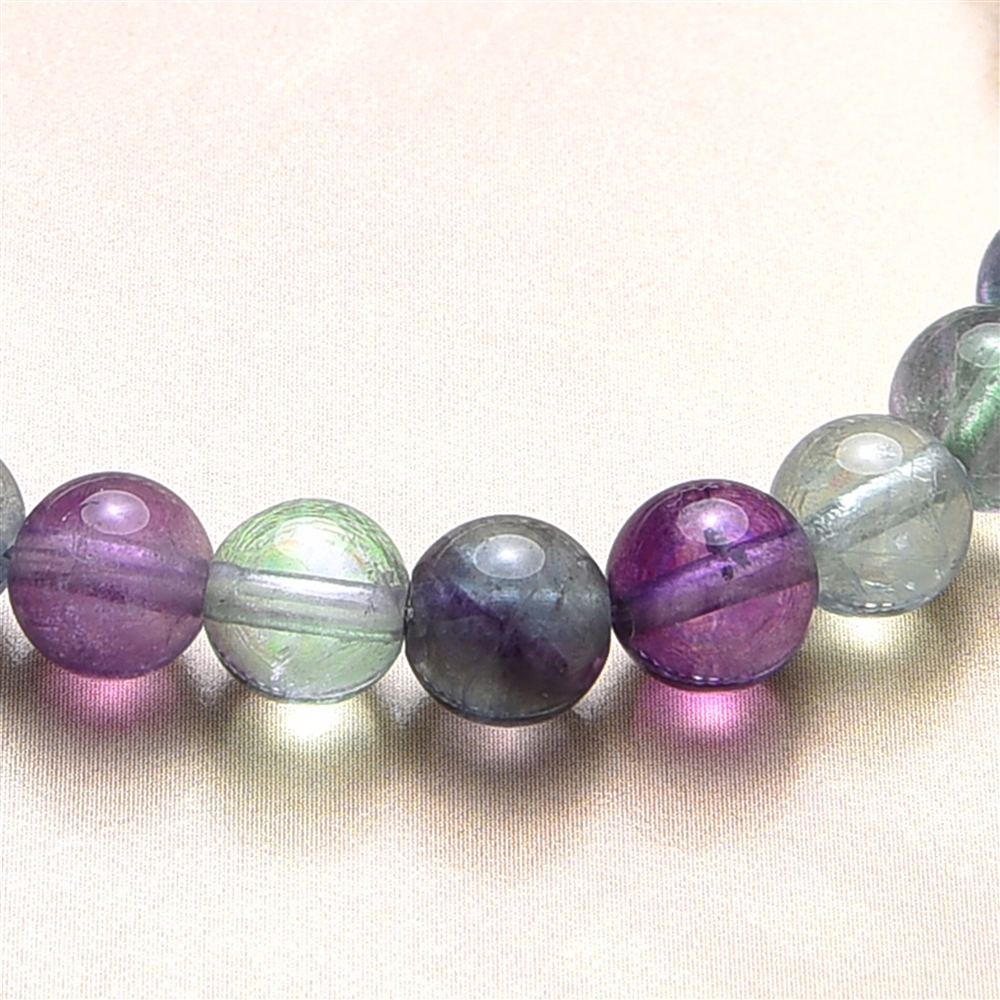 Bracelet, Fluorite, 06mm boules, 15cm (pour enfants)