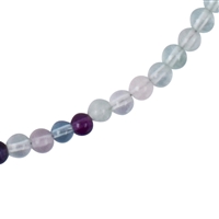 Bracelet fluorite, 04mm beads, extension chain, rhodium plated