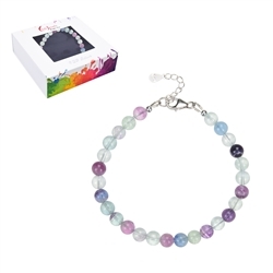 0607259060 Bracelet fluorite, 6mm beads, extension chain, rhodium plated | Marco Schreier