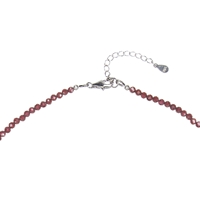 Garnet necklace, 3mm beads, faceted, rhodiniert, extension chain