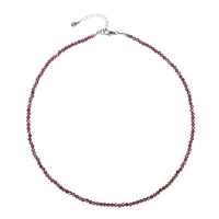 Bracelet garnet, 3mm beads, faceted, rhodiniert, extension chain