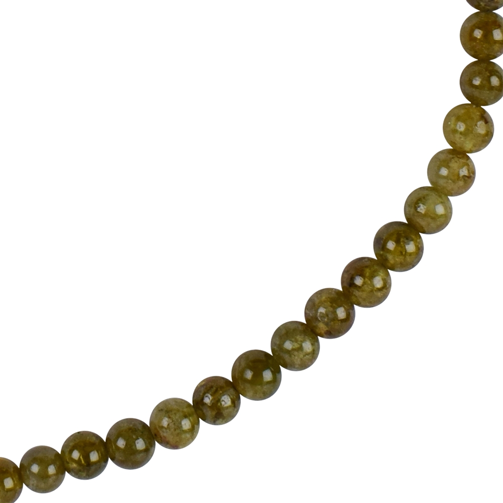 Collana di granati (Grossular), perle da 6 mm, rodiato, catena di prolungamento