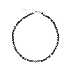 0608512206 Hematite necklace (natural), beads (6mm), rhodiniert, extension chain | Marco Schreier