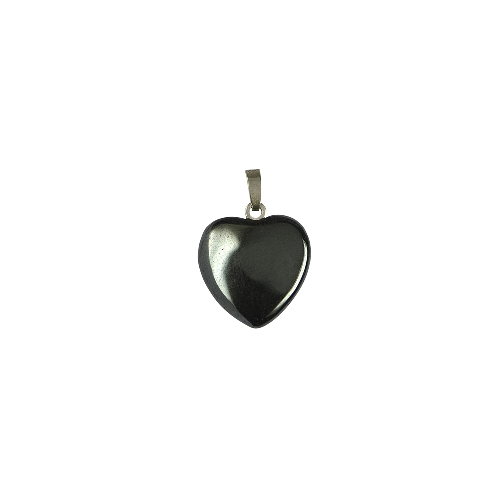 Pendentif coeur Hématite (naturel), oeillet argent, 2,2cm