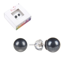 0608545108 Earstud Hematite (natural), ball, 8mm, rhodium plated | Marco Schreier