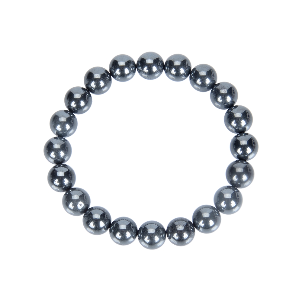 Bracelet, Hematite (natural), 10mm beads