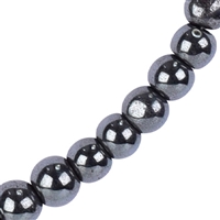 Bracciale di ematite (naturale), perle di 4 mm, catena di prolungamento, rodiato
