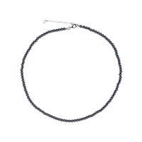 Bracelet Hematite (natural), 4mm beads, extension chain, rhodium-plated