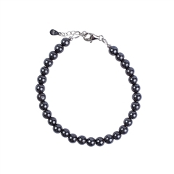 0608564060 Bracelet Hematite (natural), 6mm beads, extension chain, rhodium-plated | Marco Schreier