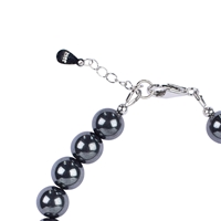  Bracciale di ematite (naturale), perle da 8 mm, catena di prolungamento, rodiato