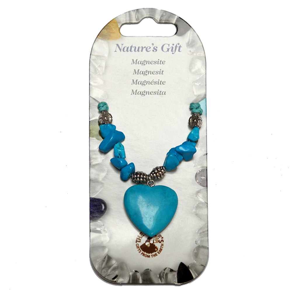 Collana a cuore, turquenite (magnesite incastonata), per supporto da terra