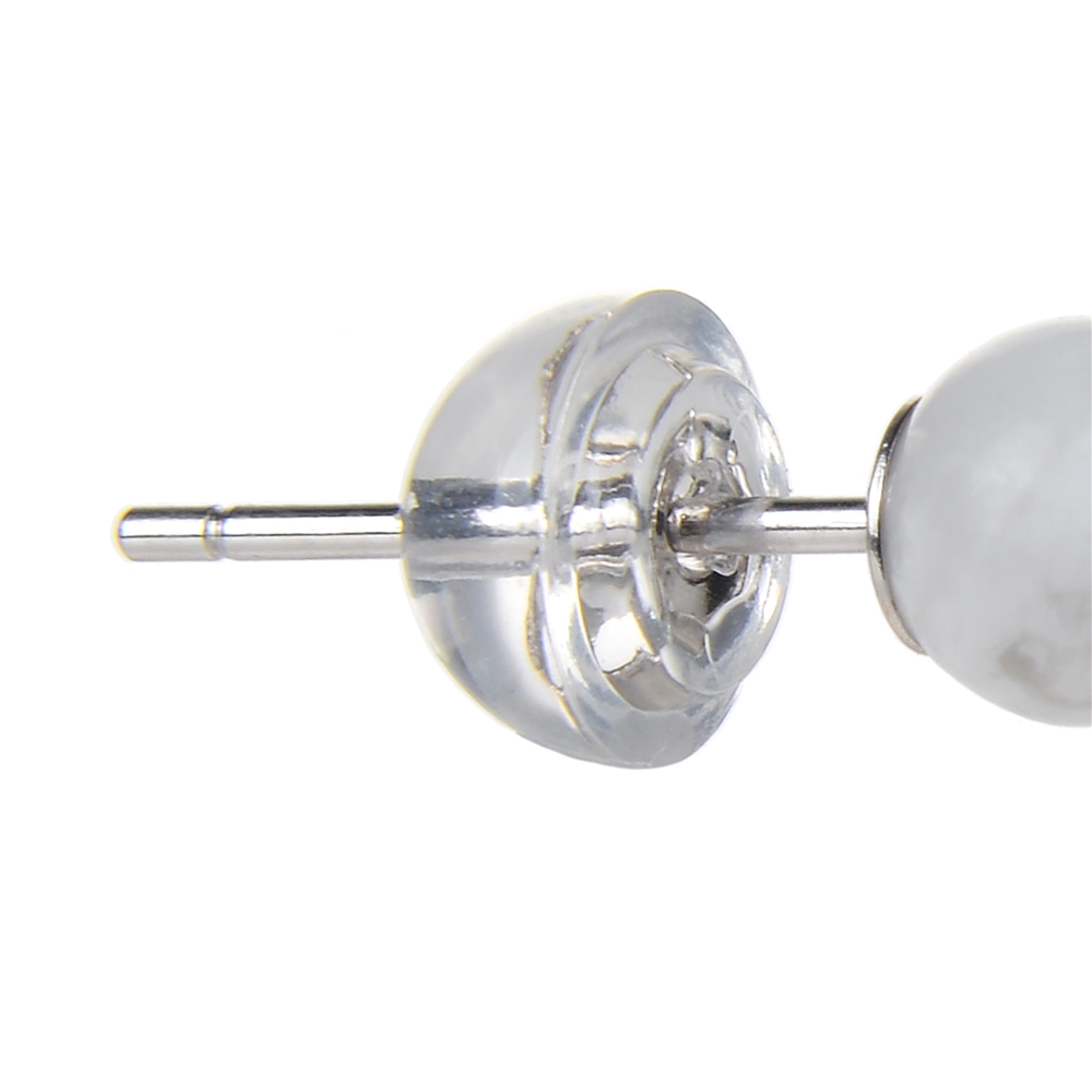 Earstud Magnesite, ball, 4mm, rhodium plated