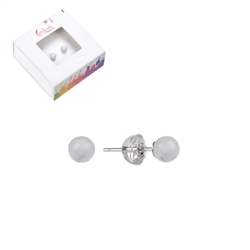 0609145104 Earstud Magnesite, ball, 4mm, rhodium plated | wholesaler gems & healing stones