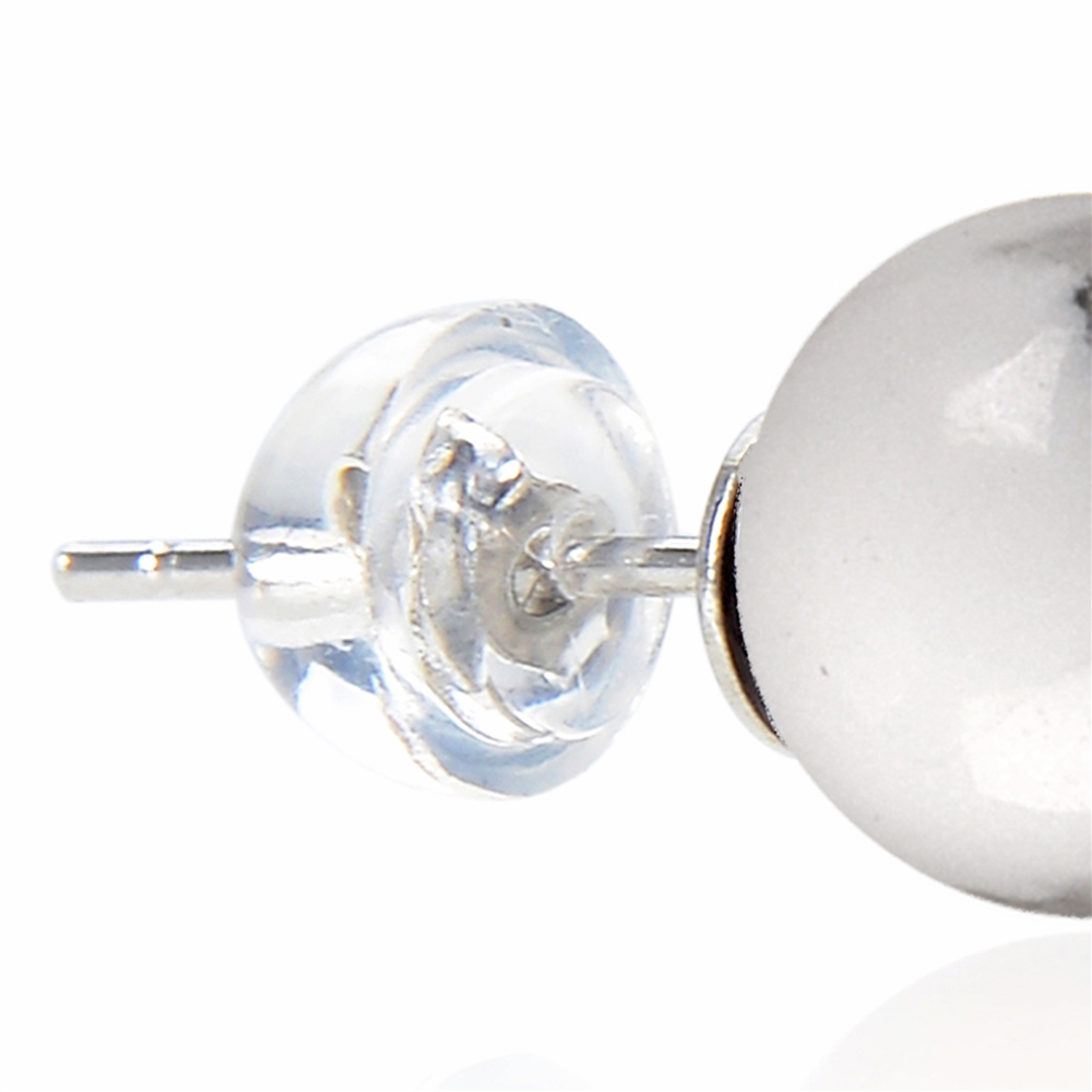 Earstud Magnesite, ball, 8mm, rhodium plated