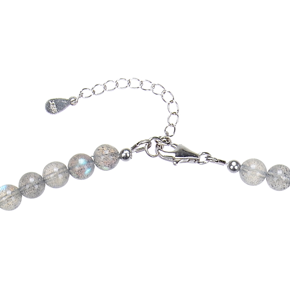 Chain labradorite, balls (6mm), rhodium-plated, extension chain