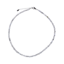 0610314240 Necklace labradorite, cube (4mm) faceted, rhodium plated, extension chain | Marco Schreier