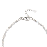 Bracelet Labradorite (dark), beads (3mm) faceted, rhodium plated, extension chain