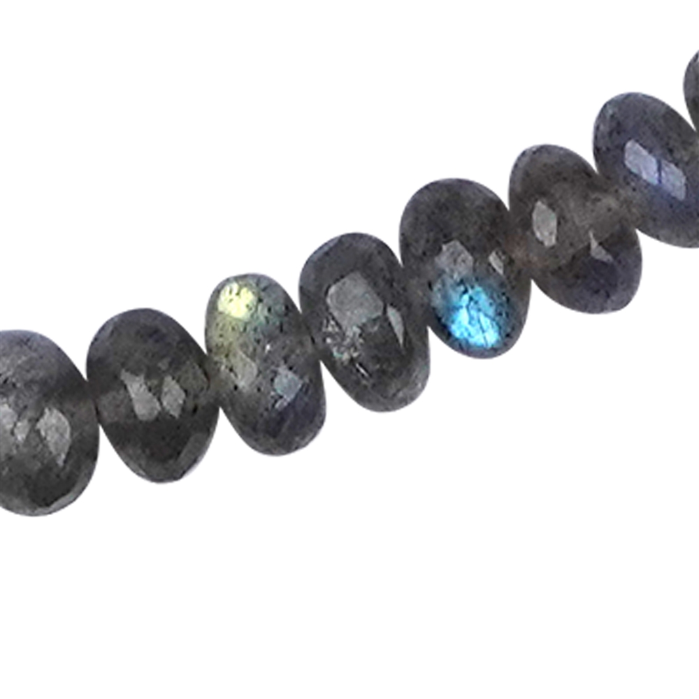 Chain button faceted, labradorite, 04x08mm/47cm