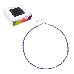 0610412213 Necklace Lapis Lazuli, beads (3mm) faceted, rhodium plated, extension chain | Marco Schreier