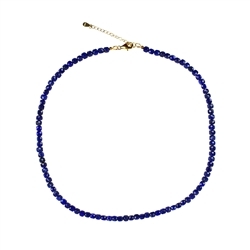 0610414241 Necklace Lapis Lazuli, cube (4mm), faceted, gold plated, extension chain | Marco Schreier