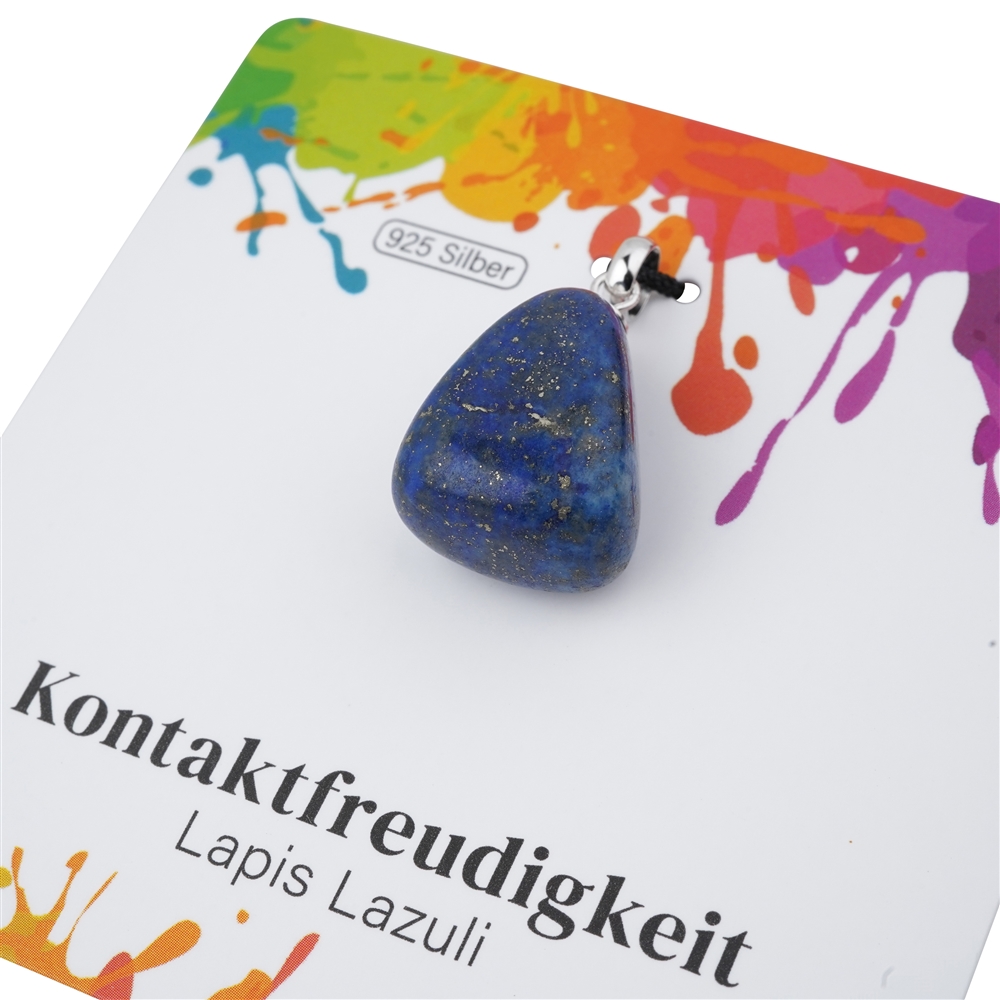 Anhänger Lapis Lazuli B, Trommelstein klein, rhodiniert