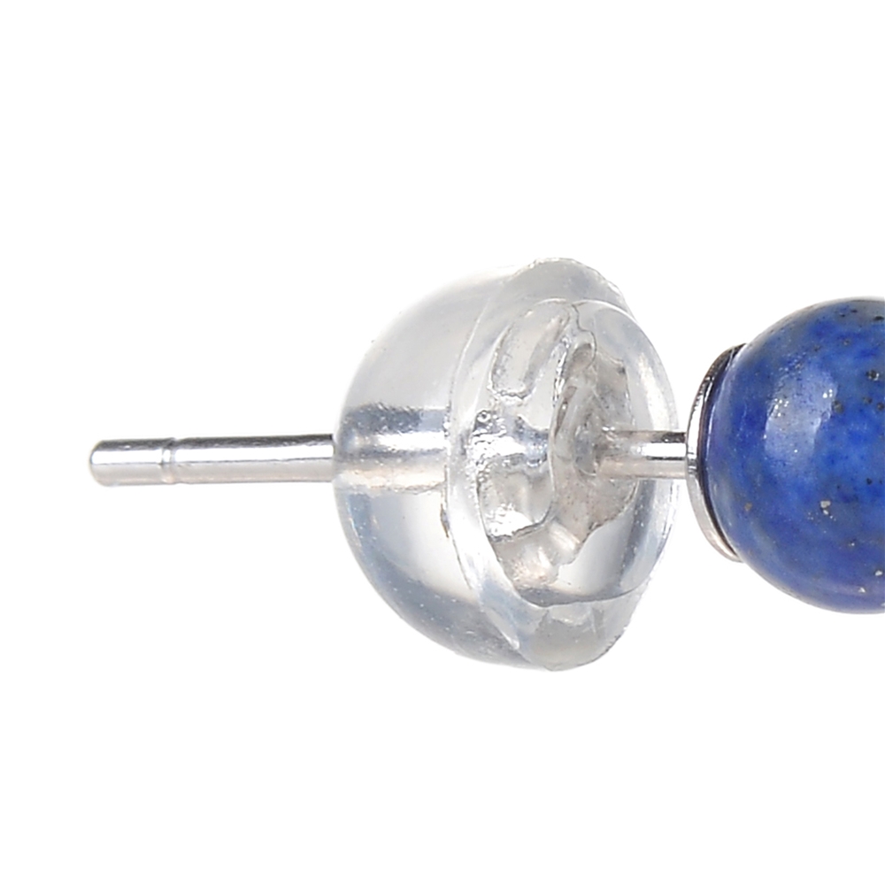 Ohrstecker Lapis Lazuli, Kugel, 4mm, rhodiniert