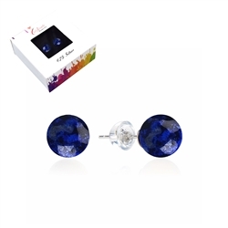 0610445108 Earstud Lapis Lazuli, ball, 8mm, rhodium plated | gems, healing stones & jewelry