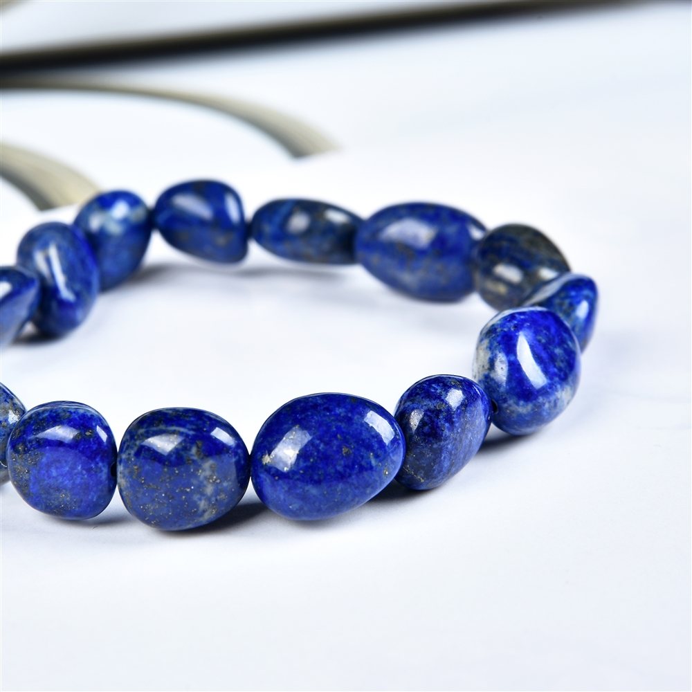 Bracelet, Lapis Lazuli, 10 - 12mm nuggets (flat)