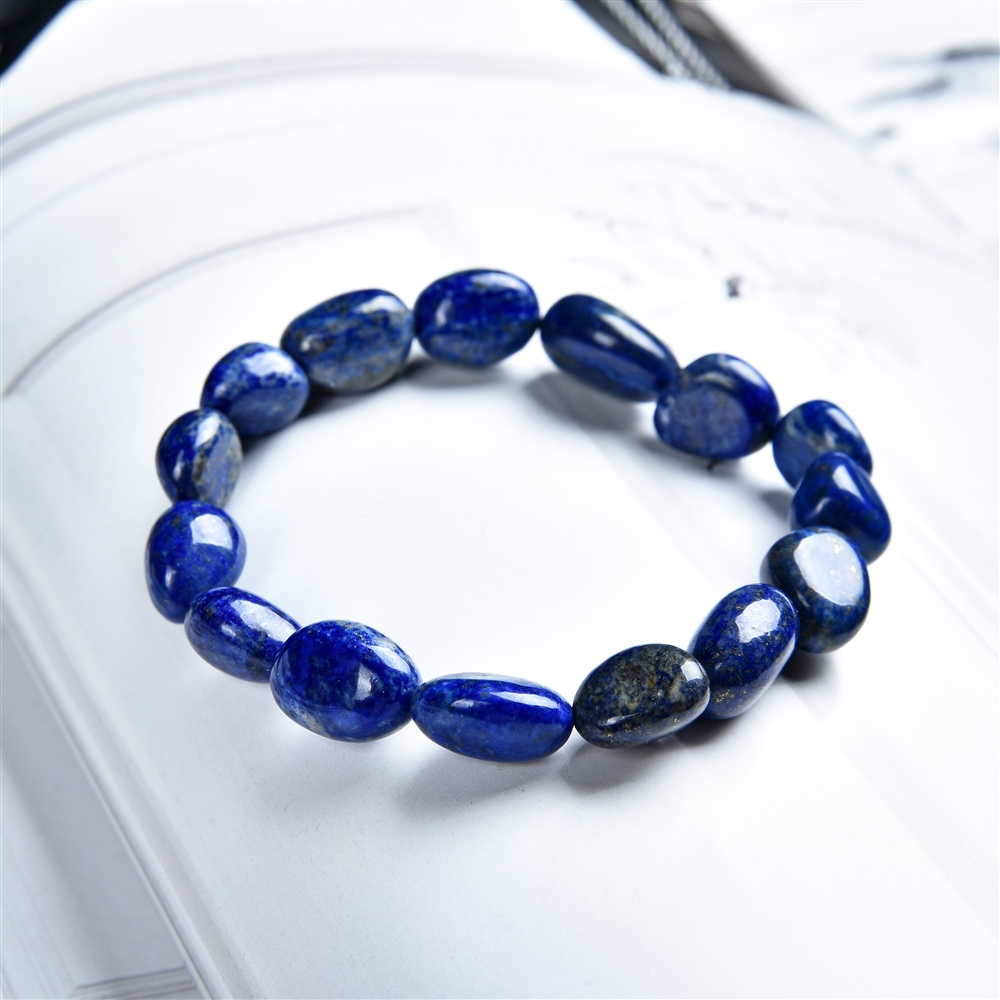 Bracelet, Lapis Lazuli, 10 - 12mm nuggets (flat)