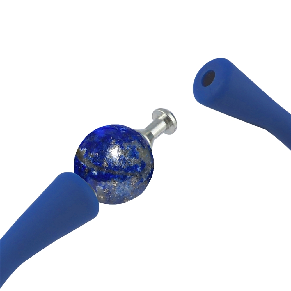 Armband Lapis Lazuli Kugel (10mm), Silikon (dunkelblau), 18cm | Marco Schreier