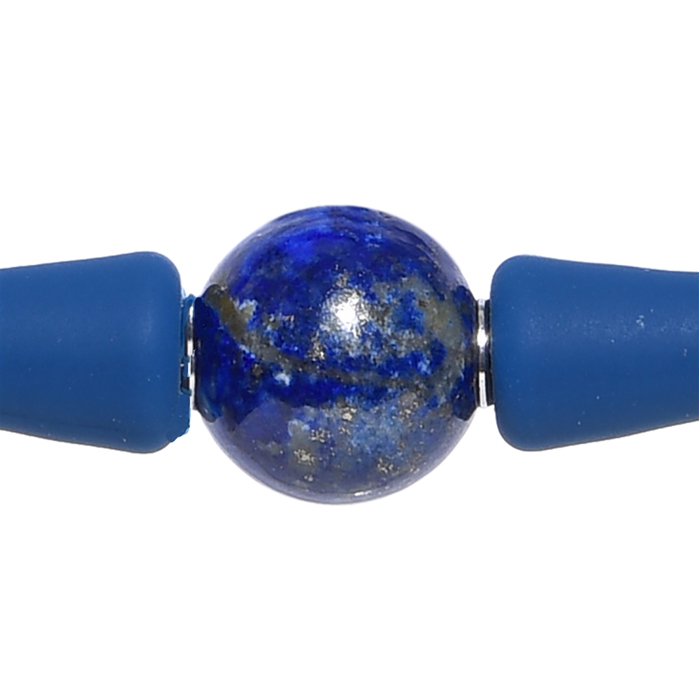 Armband Lapis Lazuli Kugel (10mm), Silikon (dunkelblau), 18cm | Marco Schreier