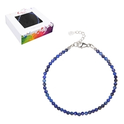 0610464213 Lapis Lazuli bracelet, 3mm faceted beads, rhodiniert, extension chain | Marco Schreier