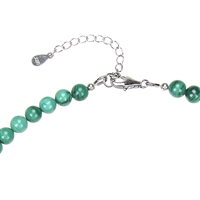 Collana Malachite (stab.), perle da 6 mm, catena di prolungamento, rodiata