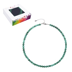 0610612206 Necklace Malachite (stab.), beads (6mm), rhodiniert, extension chain | Marco Schreier