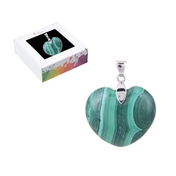 0610625154 Malachite pendant (bar.), heart (28mm), 4,2cm, rhodium plated | Marco Schreier