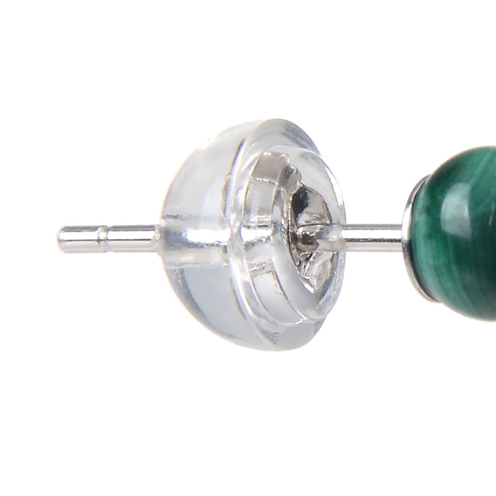 Earstud Malachite (stab.), ball, 4mm, rhodium plated