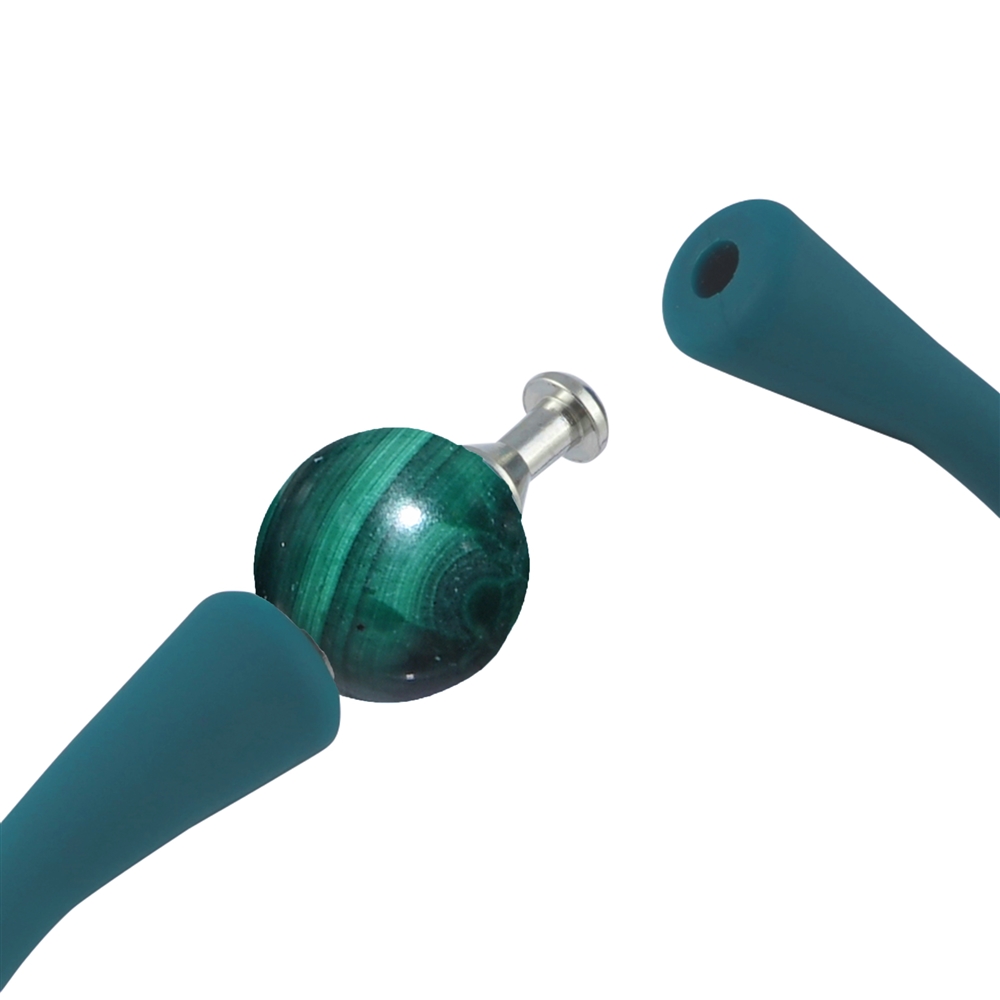 Bracciale sfera di Malachite (10 mm), silicone (verde scuro), 18 cm | Marco Schreier