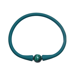 0610661006 Armband Malachit Kugel (10mm), Silikon (dunkelgrün), 18cm | Marco Schreier